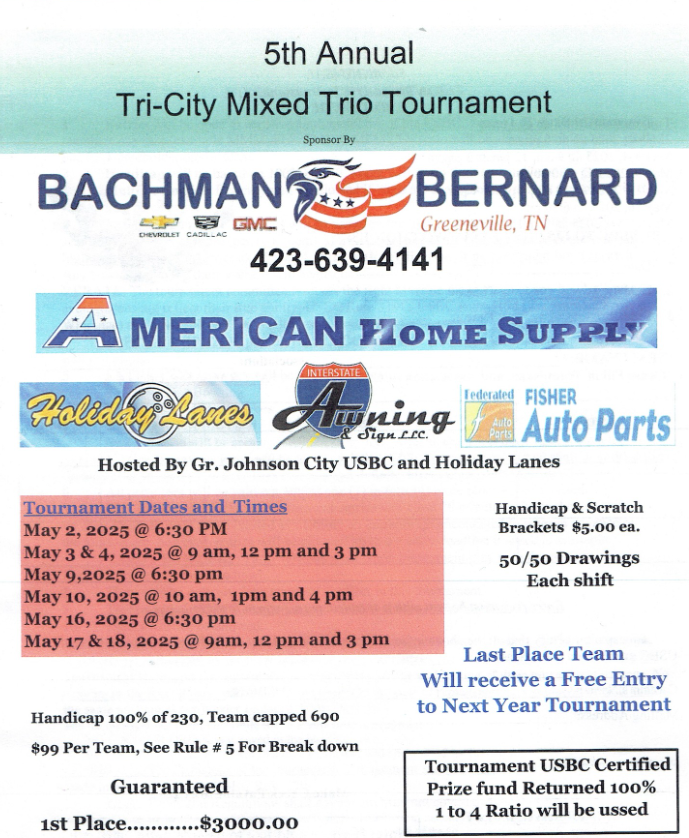 Bowling Trio Tournament in Johnson City Tennessee 2025