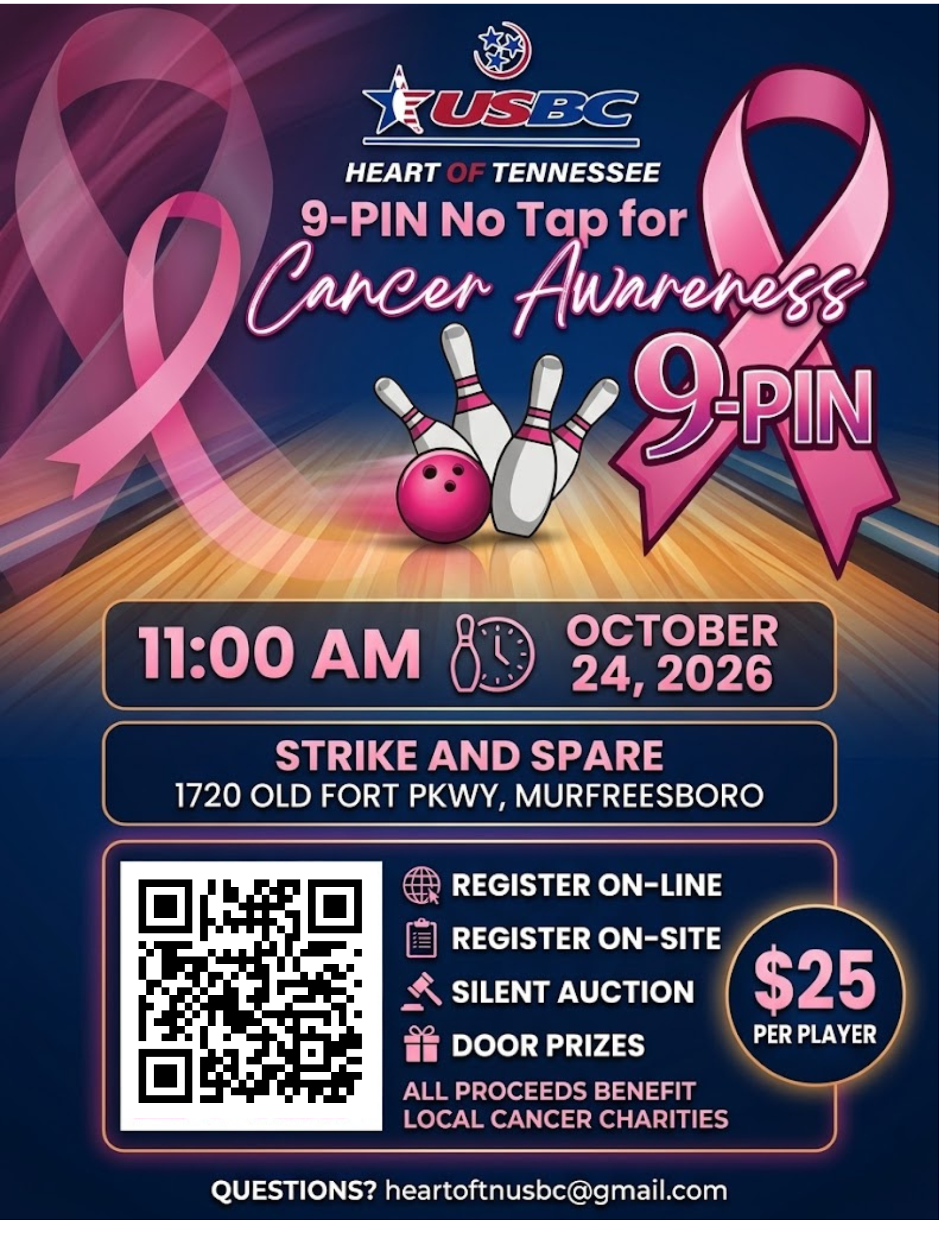 Breast Cancer Awareness NO-TAP Bowling Tournament Middle Tennessee 2026