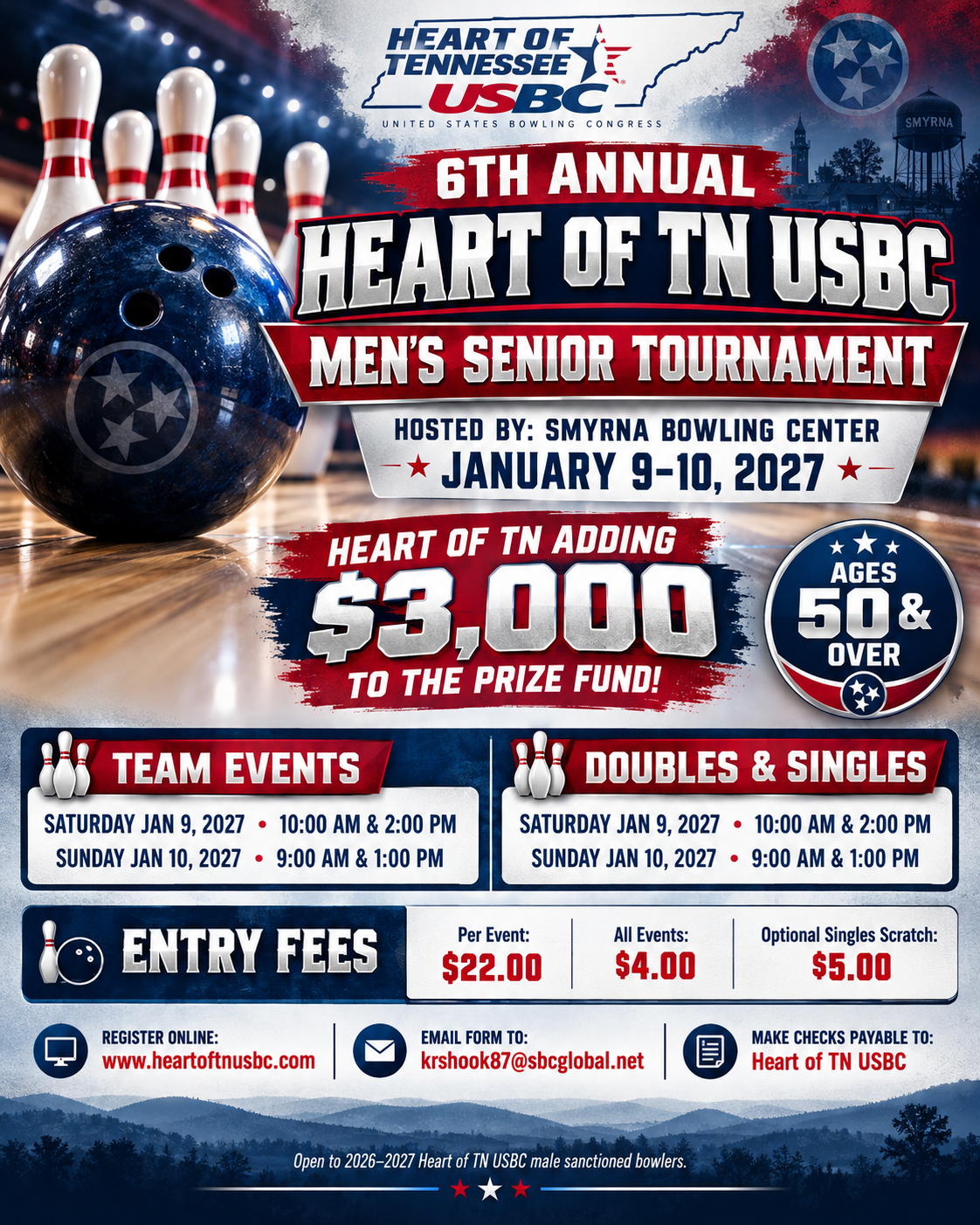 Heart of Tennessee Mens Senior Bowling Tournament 2027